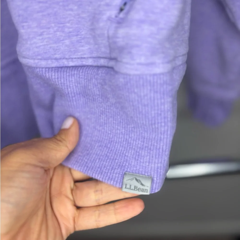 L.L. Bean Women’s Cozy Pullover, Quarter-Zip French Lilac Heather‎ Medium Petite